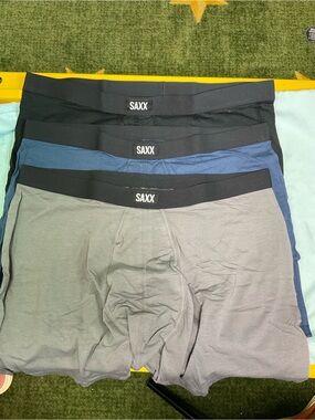 Saxx Men's 3-Pack Boxer Briefs in Black, Shade, and Dark Denim